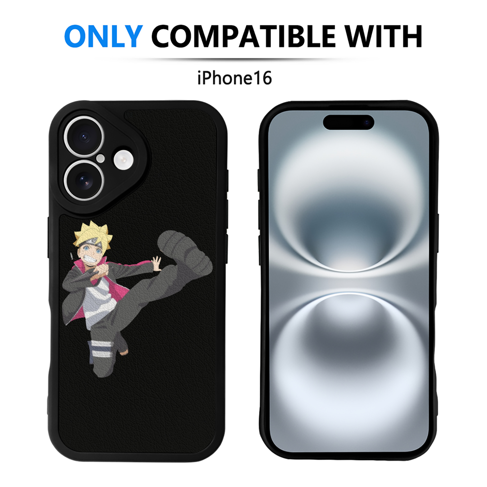 （画像用） NARUTO -ナルト- うずまき ボルト Uzumaki Boruto 【iPhone 16シリーズ対応】シリコンスマホケース（レザー調） 材質：シリコン